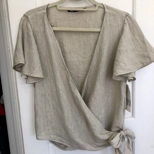 Zara Linen Wrap Top